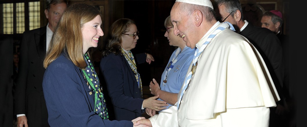Girl Scout meets Pope Francis in Vatican City Girl Scout meets Pope Francis in Vatican City