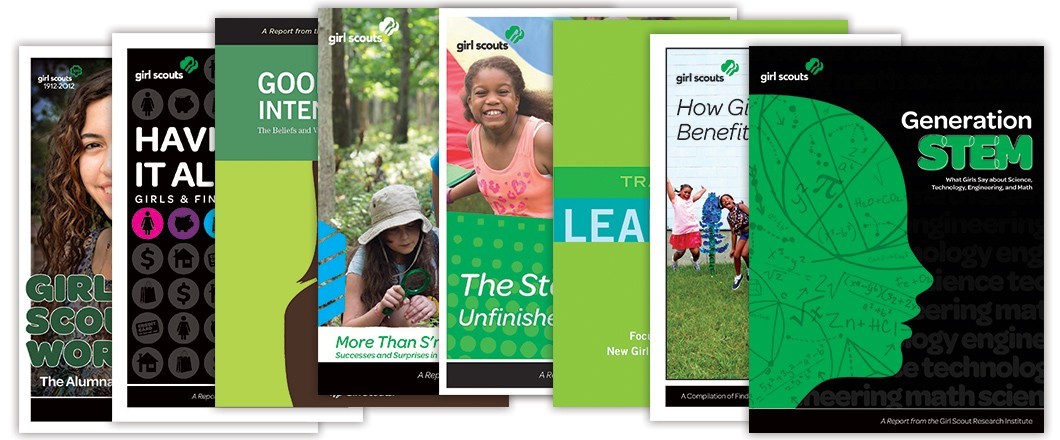 Photo collage: Girl Scout Research Institute publications Photo collage: Girl Scout Research Institute publications